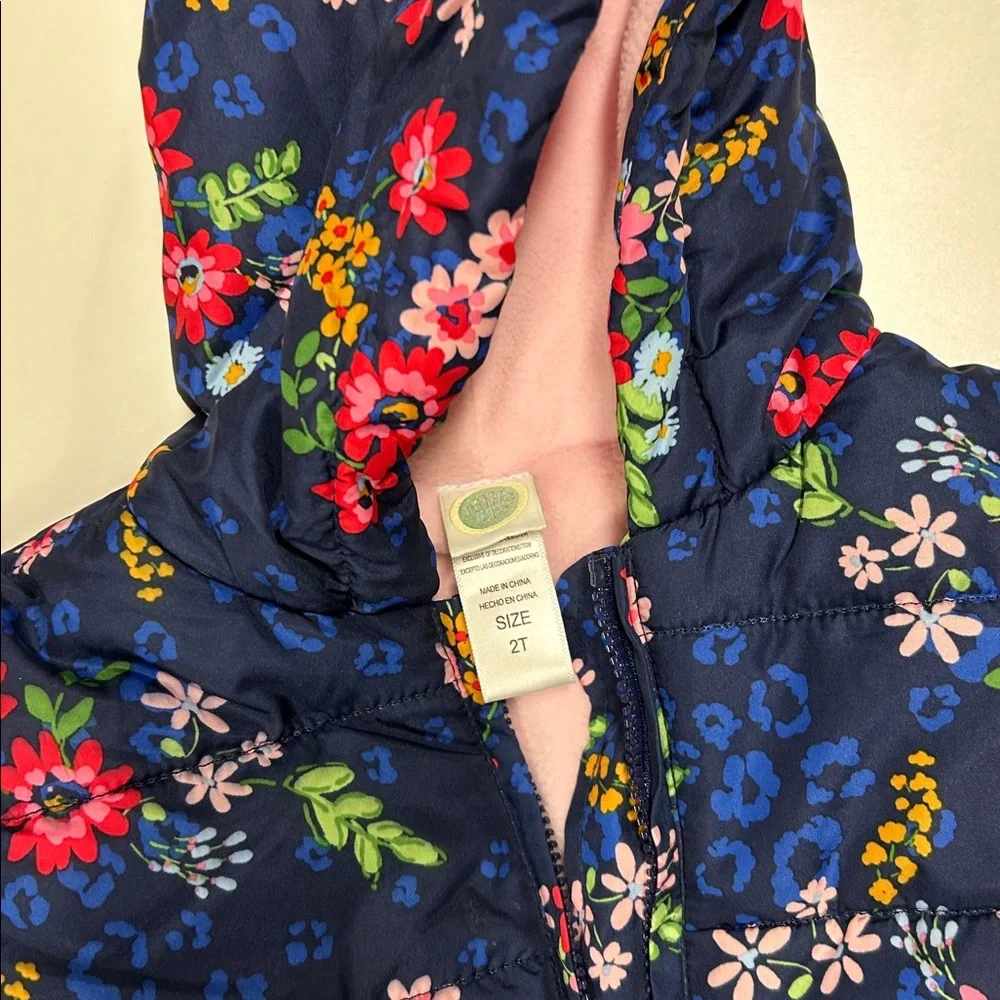 OshKosh B'gosh Navy Floral Puffer Jacket with Pink Lining